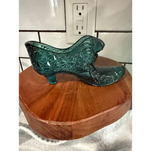 Green Fenton Glass Slipper